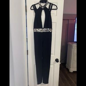 WOW Couture Rhinestone Halter Cutout Jumpsuit NWT Small Y2K